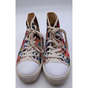 Broadway Musical Collage Canvas High Top Sneakers Multi Color Womens 9 Mens 7
